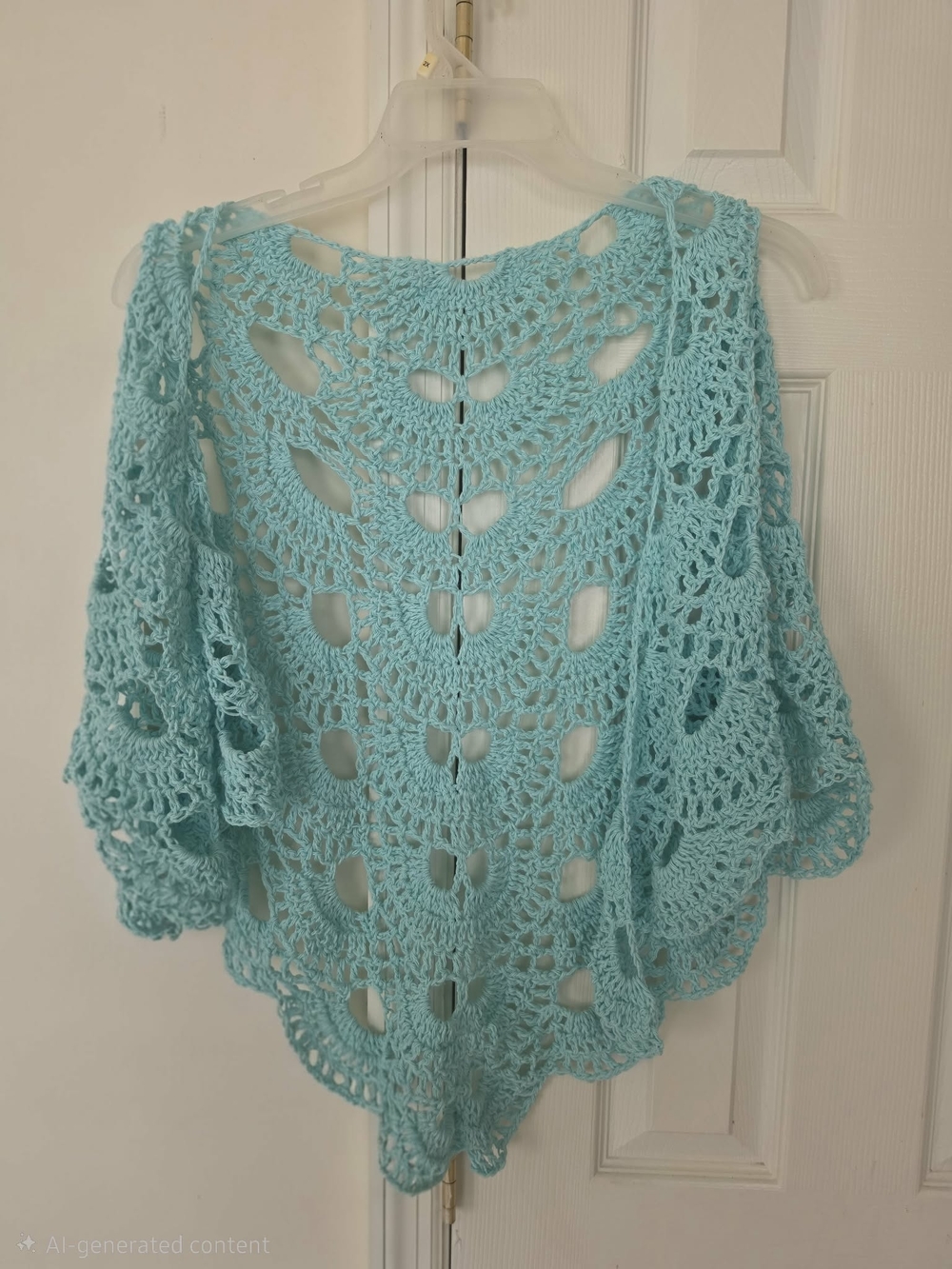 Turquoise Cotton Crochet Virus Shawl